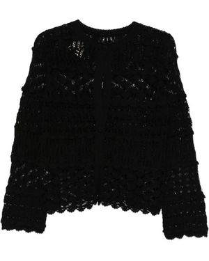Semicouture Scallop Trim Crochet Cardigan - Zwart