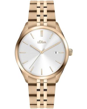 S.oliver Elegante oro rosa acciaio inossidabile orologio da donna - Metallizzato