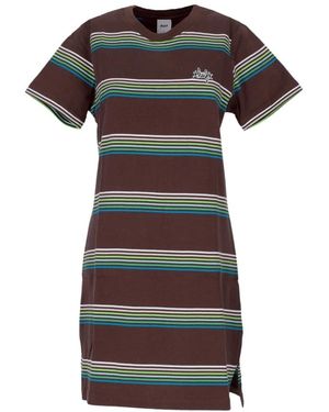 Huf Gestreiftes Strickkleid Braun - Schwarz