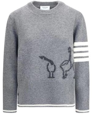 Thom Browne Round-Neck Knitwear - Gray