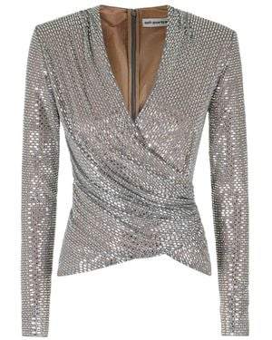 Self-Portrait Long Sleeve Tops - Gris
