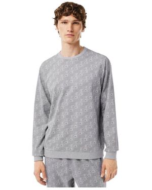 Lacoste Langarm-pyjama-top mit logo - Grau