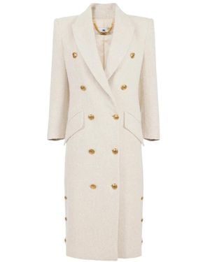Elisabetta Franchi Bouclé Wollen Jas - Naturel