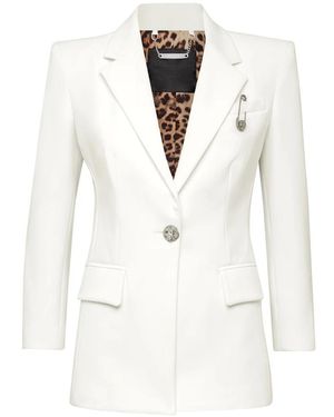 Philipp Plein Blazer Met Decoratieve Speld - Wit
