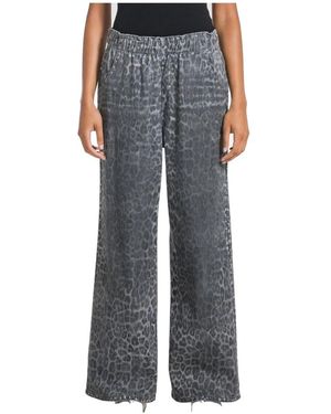 Deha Animal Print Denim Palazzo-Hose - Grau
