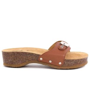 Scholl Heeled Mules - Brown