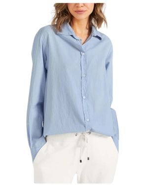 Juvia Cotton Poplin Button-Up Shirt - Blue