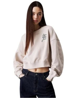 Calvin Klein Boxy Cotton Terry Sweatshirt - Grijs