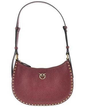 Pinko Tassen ,Rood ,Leer Mini Half Moon Schoudertas - Paars