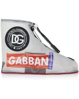 Dolce & Gabbana Galoschen Aus Nylon Und Gummiertem Kalbsleder - Grau