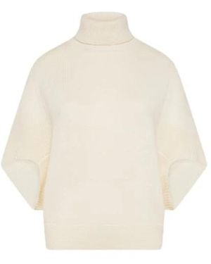 Seventy Truien & Vesten ,Wol Poncho Van Puur Wol, Kledingstuk Geverfd, 3/4 Mouwen - Wit