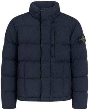 Stone Island Jassen ,Blauw ,Katoen Doudoune Coton Toile