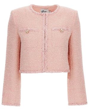Self-Portrait Jassen ,Roze ,Polyester Boucle Jas