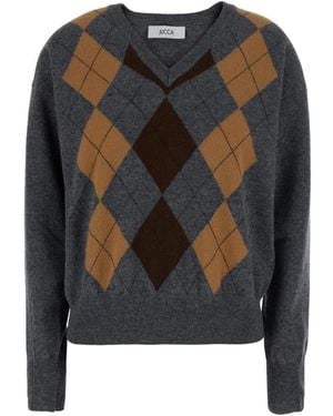 Jucca Pullover Mit V-Ausschnitt Und Argyle-Muster - Schwarz