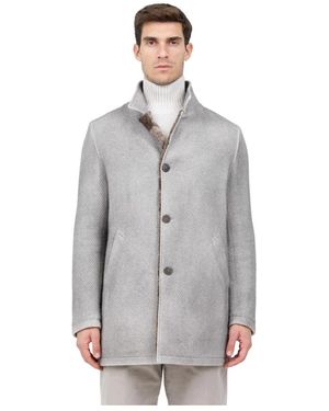 Gimo's Jassen ,Grijs ,Wol Enkelrij Jas Van Wol-Mohair