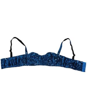 Dolce & Gabbana Blauwe Pailletten Balconette Beha Ondergoed