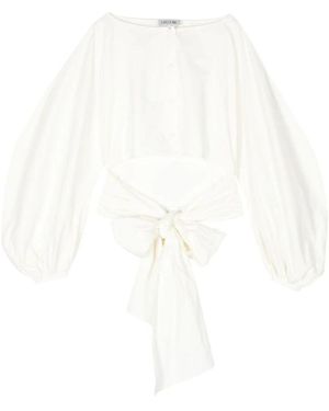 Del Core Poplin Bootnek Top - Wit