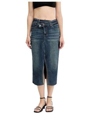 Desigual Twisted Combined Denim Midi Skirt - Blauw