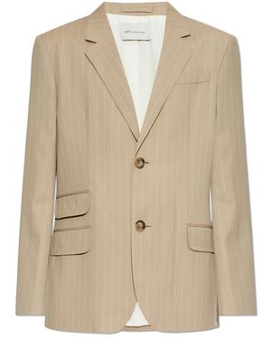 Ami Paris Wollen Blazer Met Enkele Split - Naturel