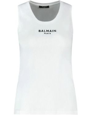 Balmain Tops ,Wit ,Katoen Paris Tank Top