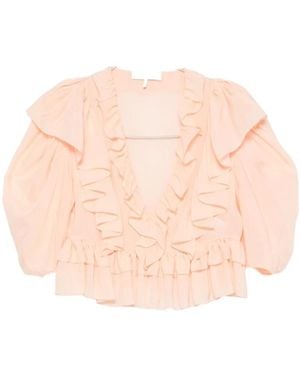 Chloé Overhemden ,Roze ,Gekreukelde Zijden Blouse