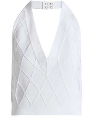 Balmain Gestepptes Strick-Neckholder-Top - Weiß