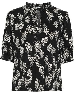 Saint Tropez Schwarze Flower Lane Bluse Mit V-Ausschnitt