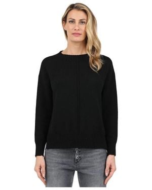 Alpha Studio Truien & Vesten ,Zwart ,Wol Merino Wol Lange Mouw Ronde Hals Trui