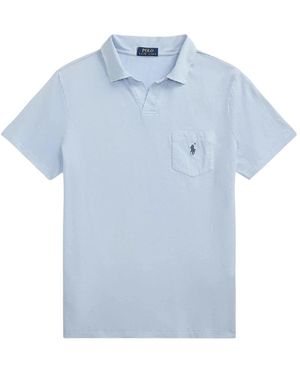 Ralph Lauren Korte Mouw Linnenmix Jersey Poloshirt - Blauw