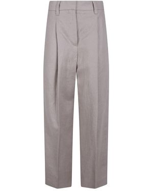 Brunello Cucinelli Broeken ,Wide Broeken - Grijs