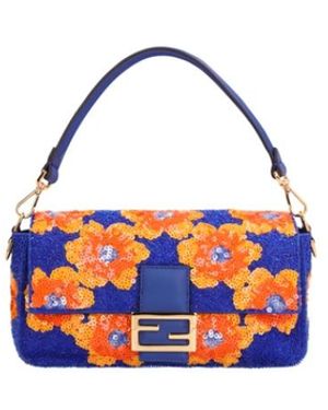 Fendi Tassen ,Veelkleurig ,Katoen Baguette Ricamo Fiori - Blauw