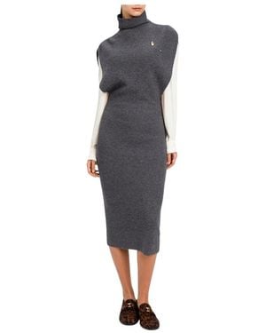 Twinset Rippstrick-Minikleid Mit Metallbrosche - Schwarz