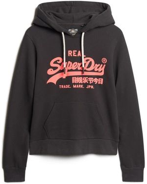 Superdry Hoodies & Sweatvesten ,Zwart ,Katoen Neon Grafische Katoenen Hoodie