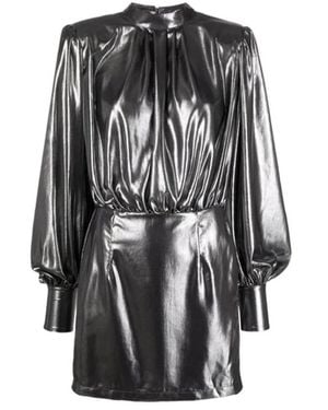 Blanca Vita Laminiertes Minikleid Mit Puffärmeln - Schwarz