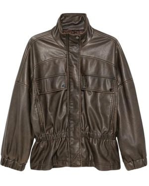 Pinko Jassen ,Bruin ,Leer Barkeria Blouson - Groen