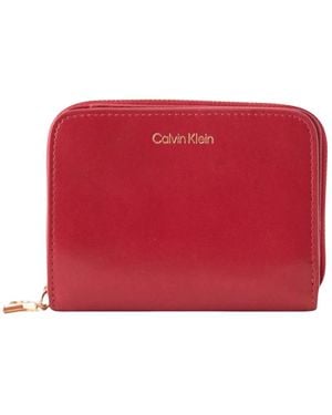 Calvin Klein Accessoires ,Rood ,Leer Lv 04F1075G Portemonnee Met Rits
