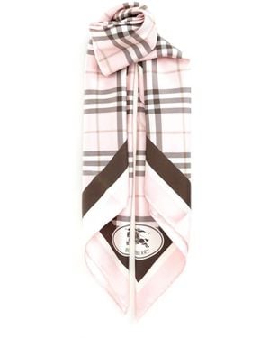 Burberry Geruite Zijden Sjaal - Wit