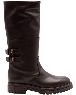 Julie Dee High Boots - Brown