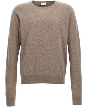 Saint Laurent Round-Neck Knitwear - Gray