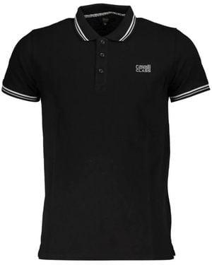 Roberto Cavalli Polo in cotone nero con stampa