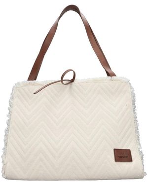 Missoni Tassen ,Wit ,Leer Tas Van Zigzagstof En Leer