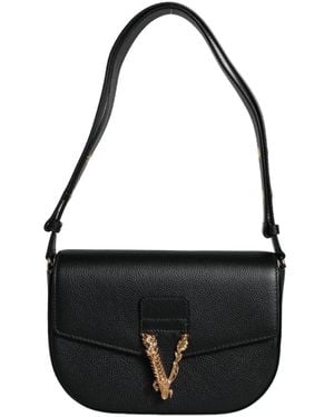 Versace Schwarze kalbsleder crossbody schultertasche