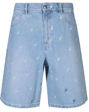 Axel Arigato Miles Logo Print Denim Shorts - Blue