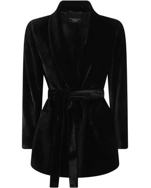 Peserico Fluwelen Blazer Met Ceintuur - Zwart