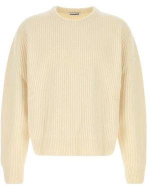 Jil Sander Trui Met Ronde Hals Van Ribgebreid Materiaal - Wit