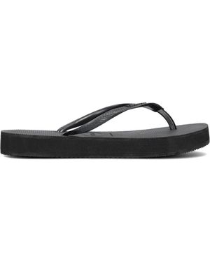 Havaianas Schoenen ,Zwart ,Denim Zwarte Flatform Slippers Voor Vrouwen