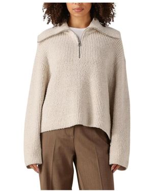 Second Female Reißverschluss Kragen Strickpullover Gerda - Natur