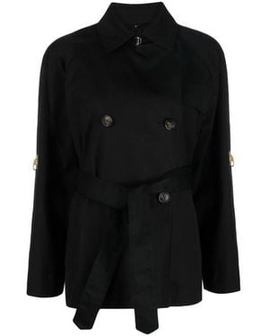 Fay Double-Breasted Coats - Black