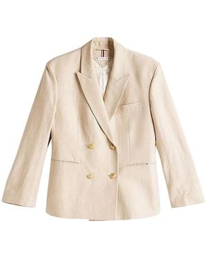Tommy Hilfiger Klassieke Linnen Slim Fit Blazer - Naturel