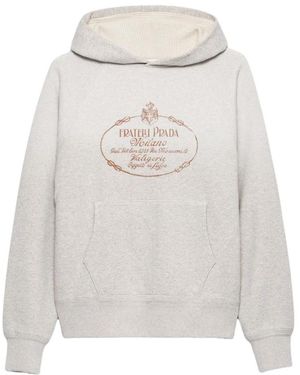 Prada Hoodies & Sweatvesten ,Grijs ,Hooded Sweatshirt - Wit
